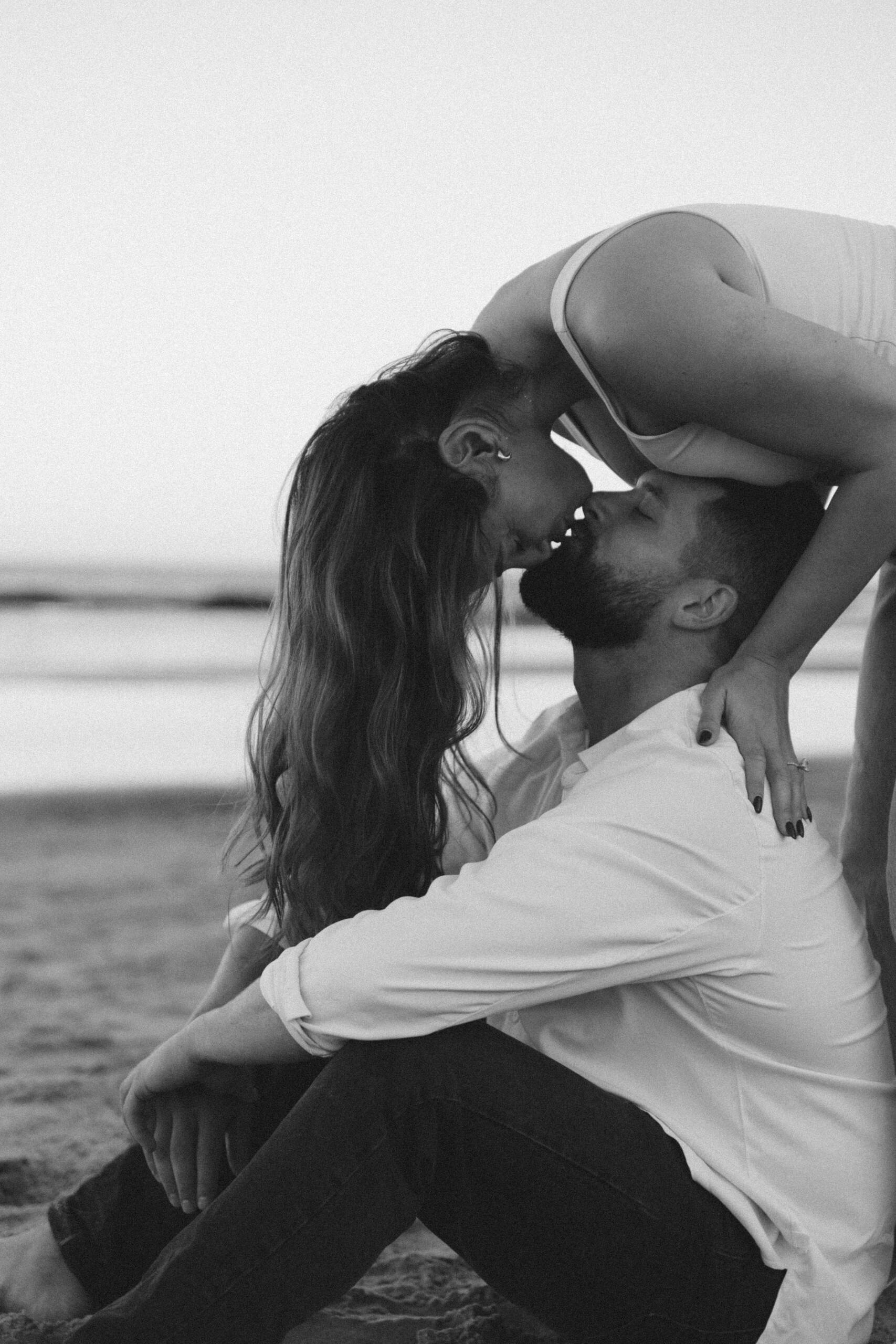 Sexy Editorial Beach Engagement evening boston area